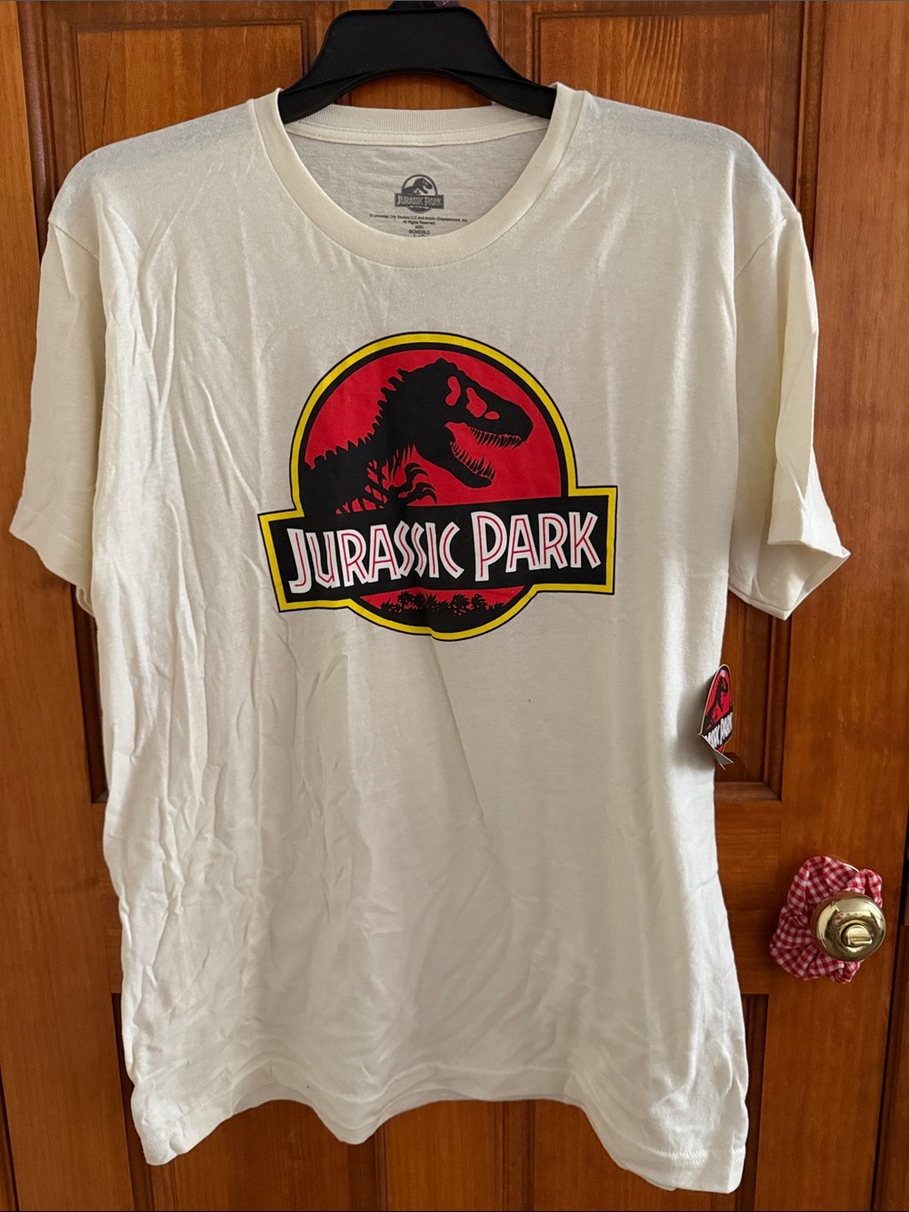 Bioworld Cream Jurassic Park Tee with Red and Black Logo